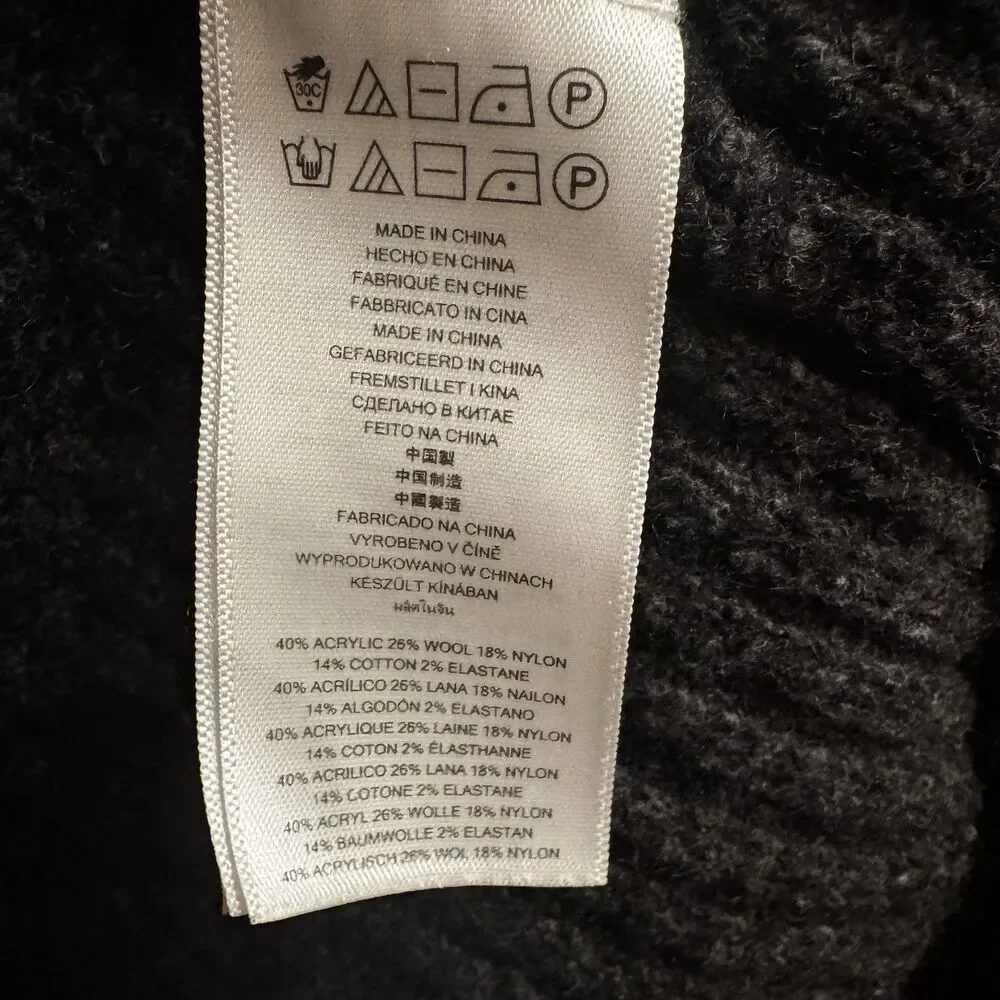 Michael Kors Wool Blend Dark Gray Cowl Neck Sweater Elliptical Hem Medium